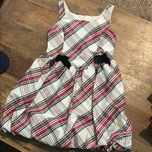 Cat & Jack Red and Green Plaid Dress with Black Bow